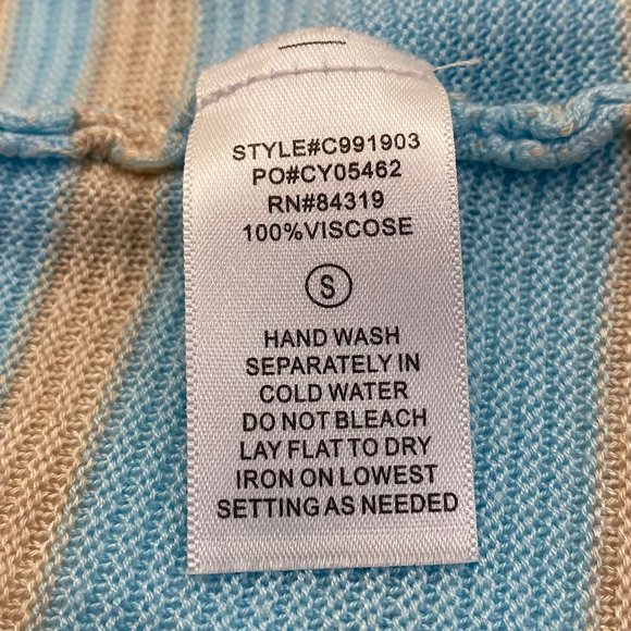 Cyrus light blue and tan striped open cardigan - Picture 12 of 15